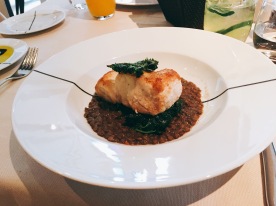 Seared hamour with lentils